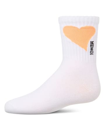 Memoi Single Heart Logo Little Girl Crew Socks- MKF 6065