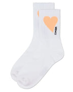 Memoi Single Heart Logo Little Girl Crew Socks- MKF 6065