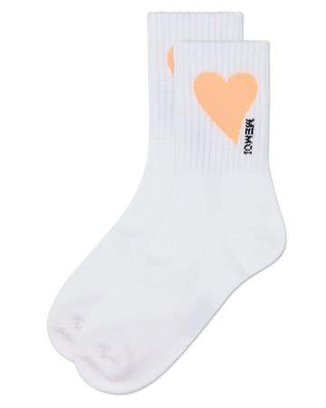 Memoi Single Heart Logo Little Girl Crew Socks- MKF 6065