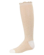 Memoi Open Work Shimmer Girls Shabbos Knee Sock- MKF- 7053