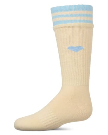 Memoi Sport Rib Heart Knee High- MKF 7175- SIze 14 Only