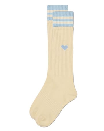Memoi Sport Rib Heart Knee High- MKF 7175- SIze 14 Only