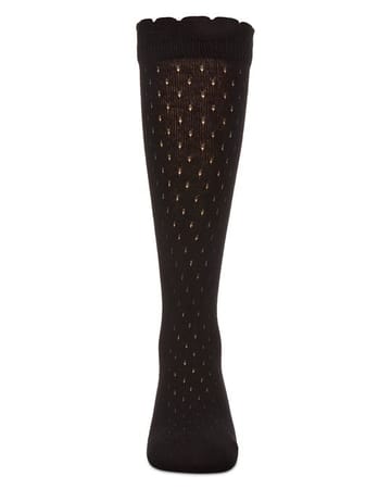 Memoi Drop Stitch Scalloped Knee High