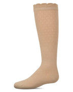 Memoi Drop Stitch Scalloped Shabbos Knee Socks