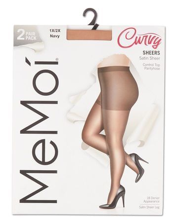 Curvy by Memoi Sheer Control Top Panythose- 2 Pair Pack