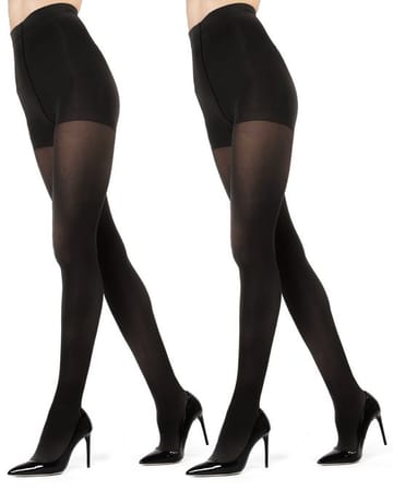 Memoi Womens Microfiber Opaque Control Top Tights 2 Pair Pack - MO 646