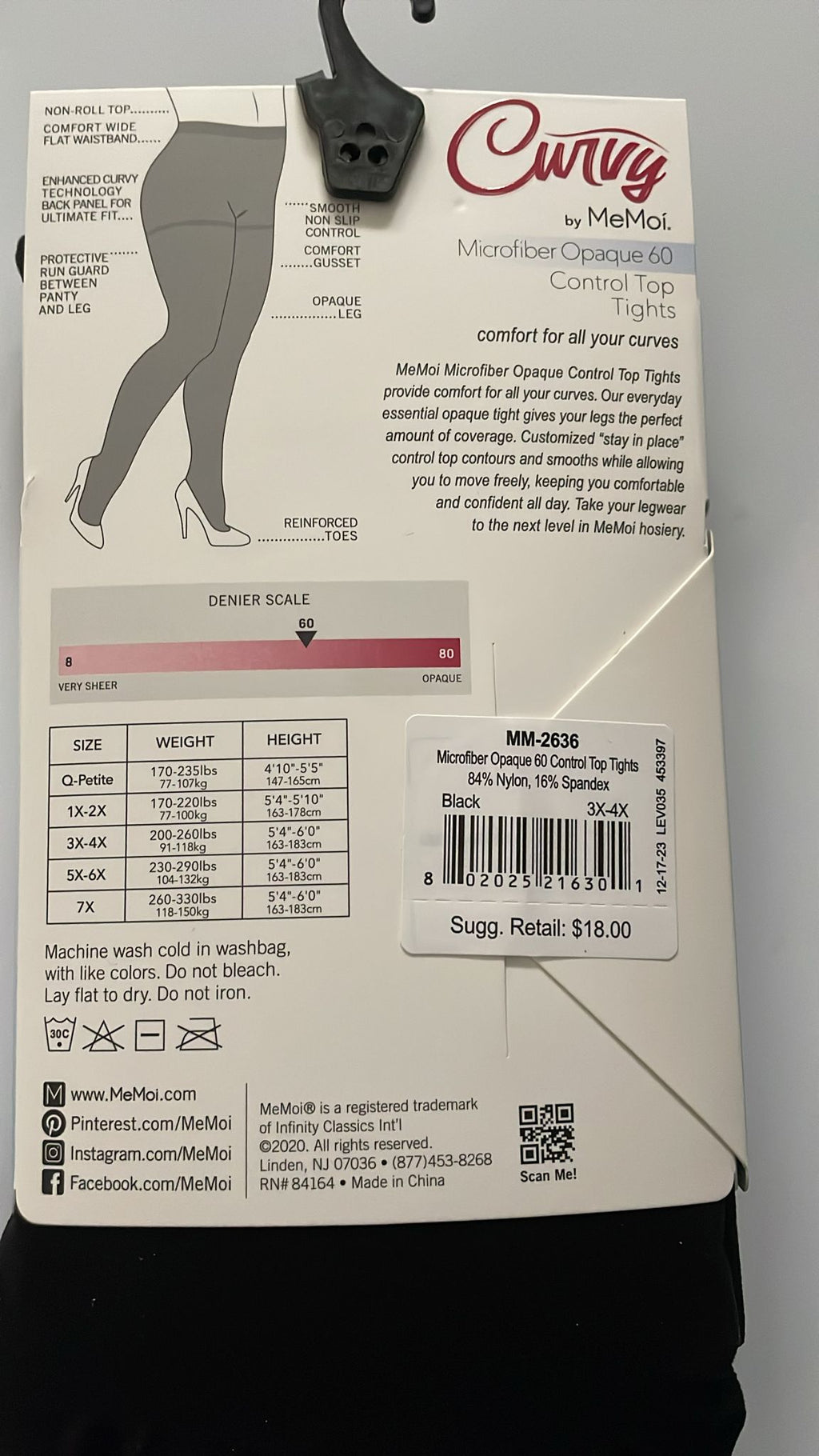 Memoi Curvy Control Top Tights- MM 2636