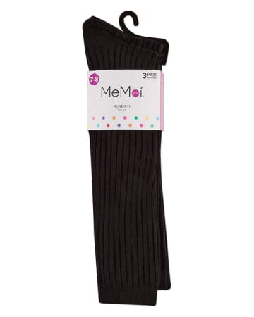 Memoi Girls 3 Pair Pack Ribbed Knee School Socks- Promo 712