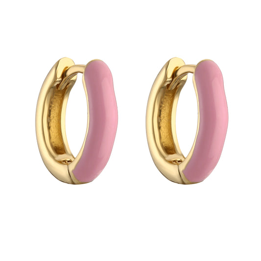 Pink Enamel Solid Hoops