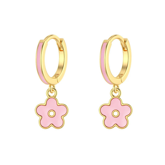 Girls Huggies Flower Earrings Gold Plated