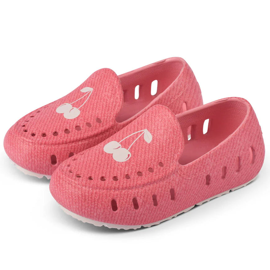 Slingers Adventure Slip Ons Girls Denim Pink Cherry Patch