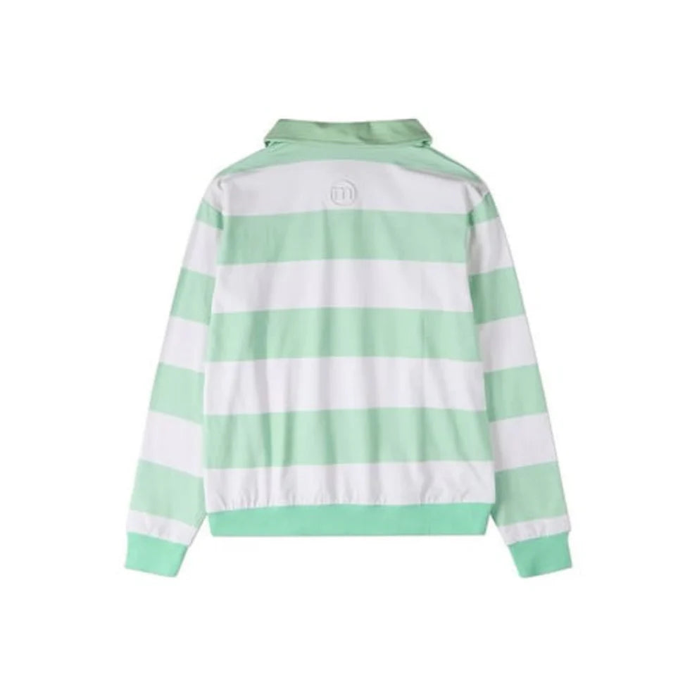 Memoi Teen Girls Summer Flag Striped Long Sleeve Polo T-Shirt - MKC-119