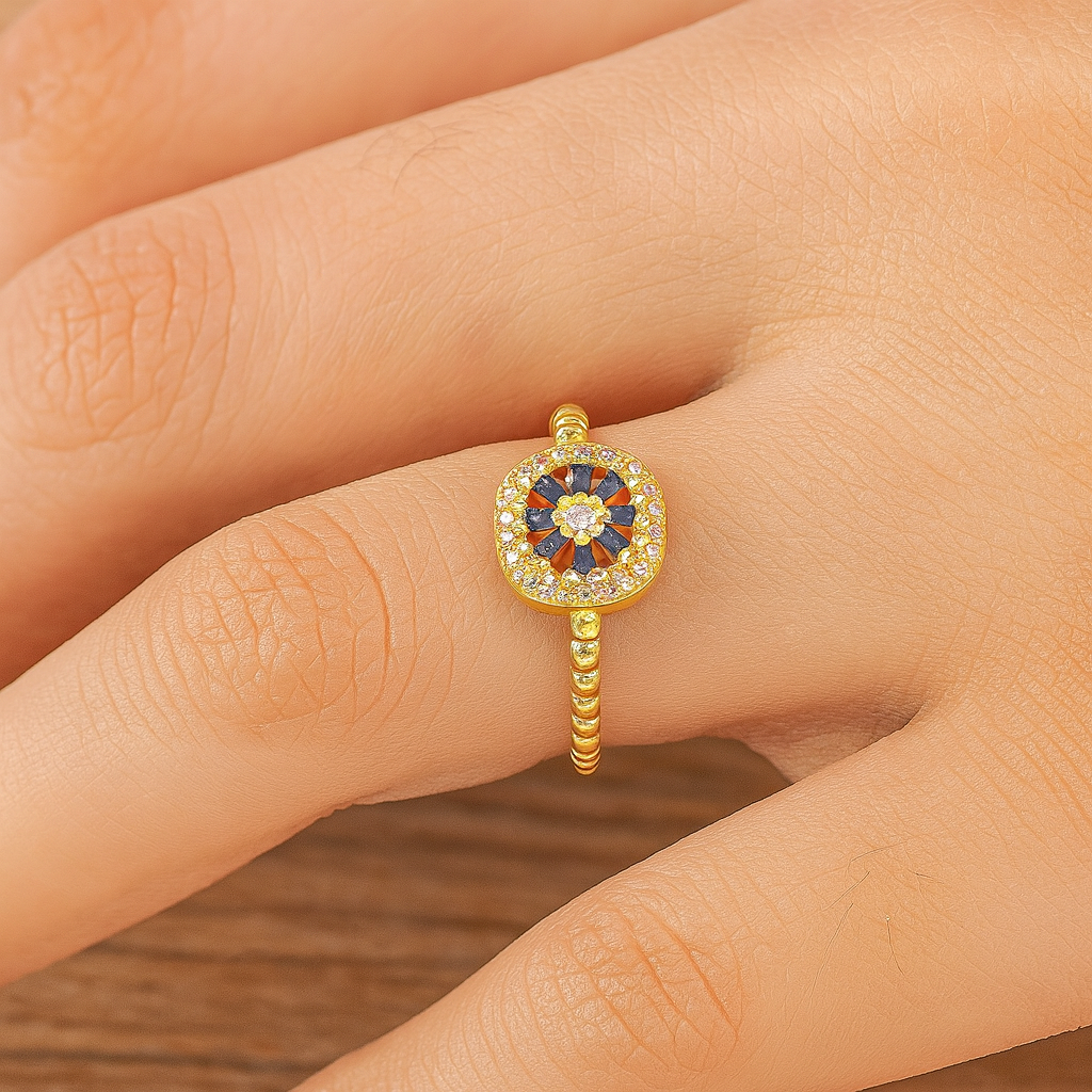 Sunburst Marquise Ladies Adjustable Ring