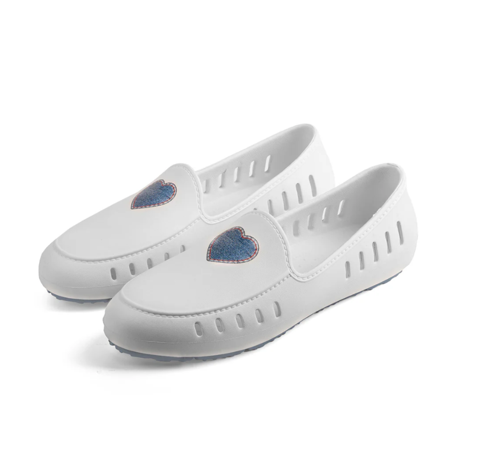 Slingers Cruise Loafer Teens- White Denim Heart