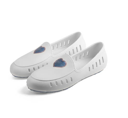 Slingers Cruise Loafer Teens- White Denim Heart