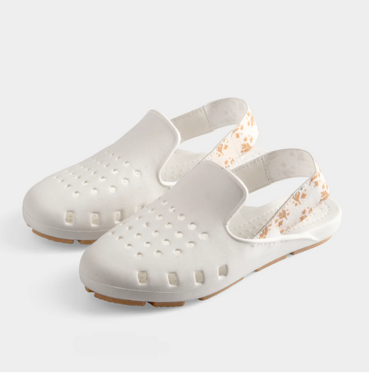 Slingers Mule Slingbacks- White Blossoms