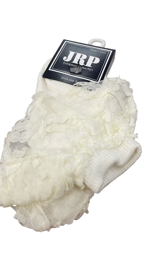 JRP Organza Flower Lace Anklet- Baby Girl Shabbos Socks- Only SIzes 0-4