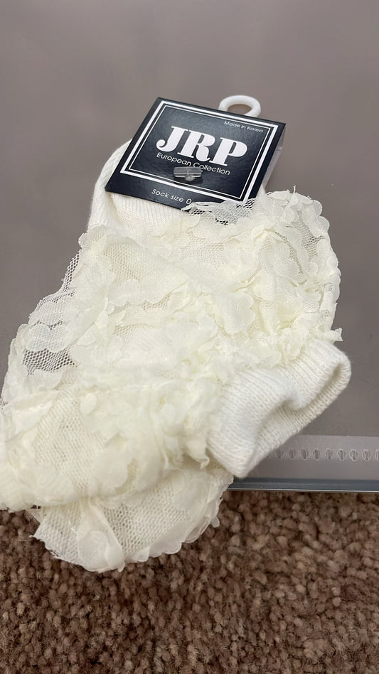 JRP Organza Flower Lace Anklet- Baby Girl Shabbos Socks