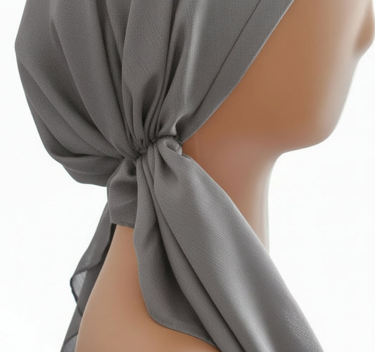 Winter Ombre Shimmer Pre Tied Tichel- Dusky Grey