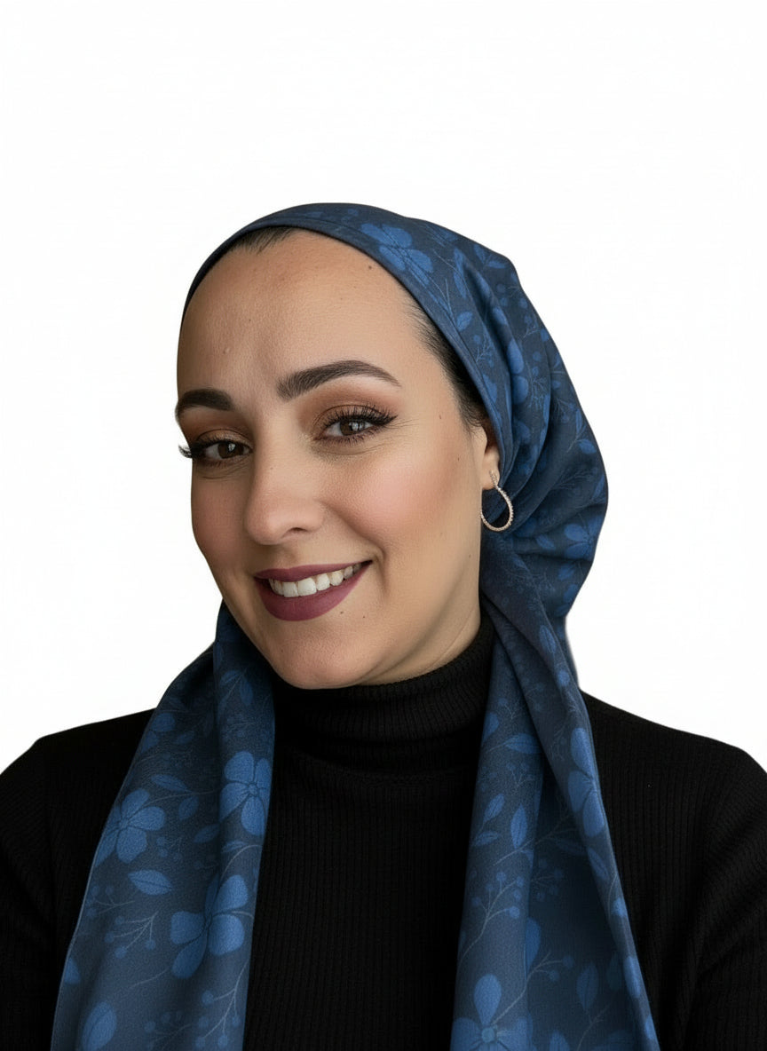 Winter Petals Pre Tied Tichel