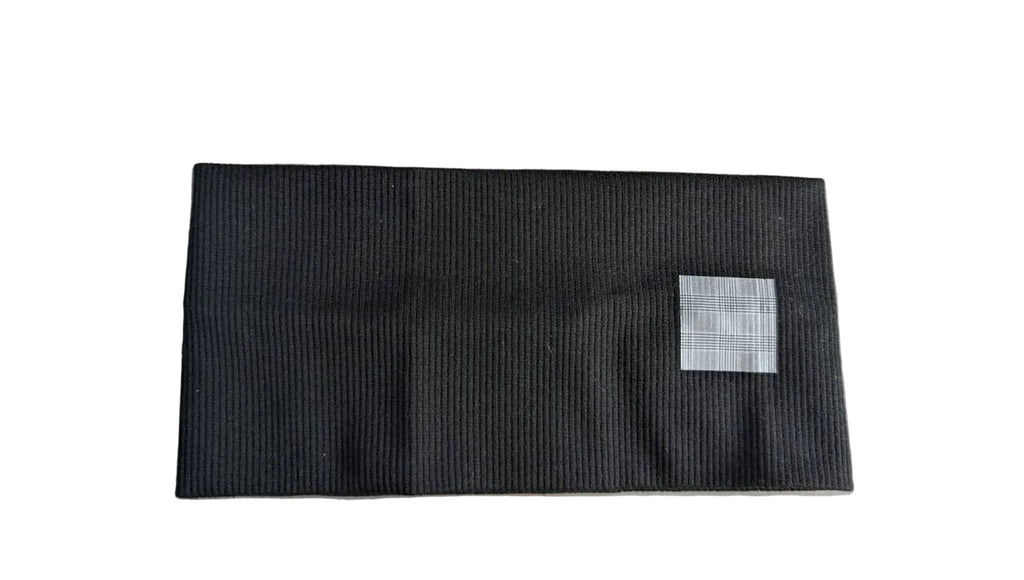 The Patch Ribbed Stretch Headband Band- Black Plaid