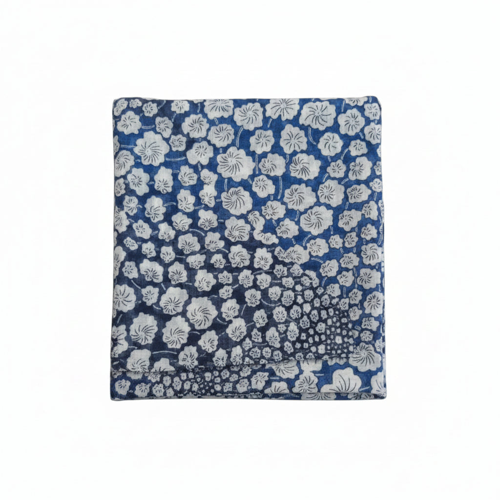 TH Ombre Floral Block Print Blue Square Tichel