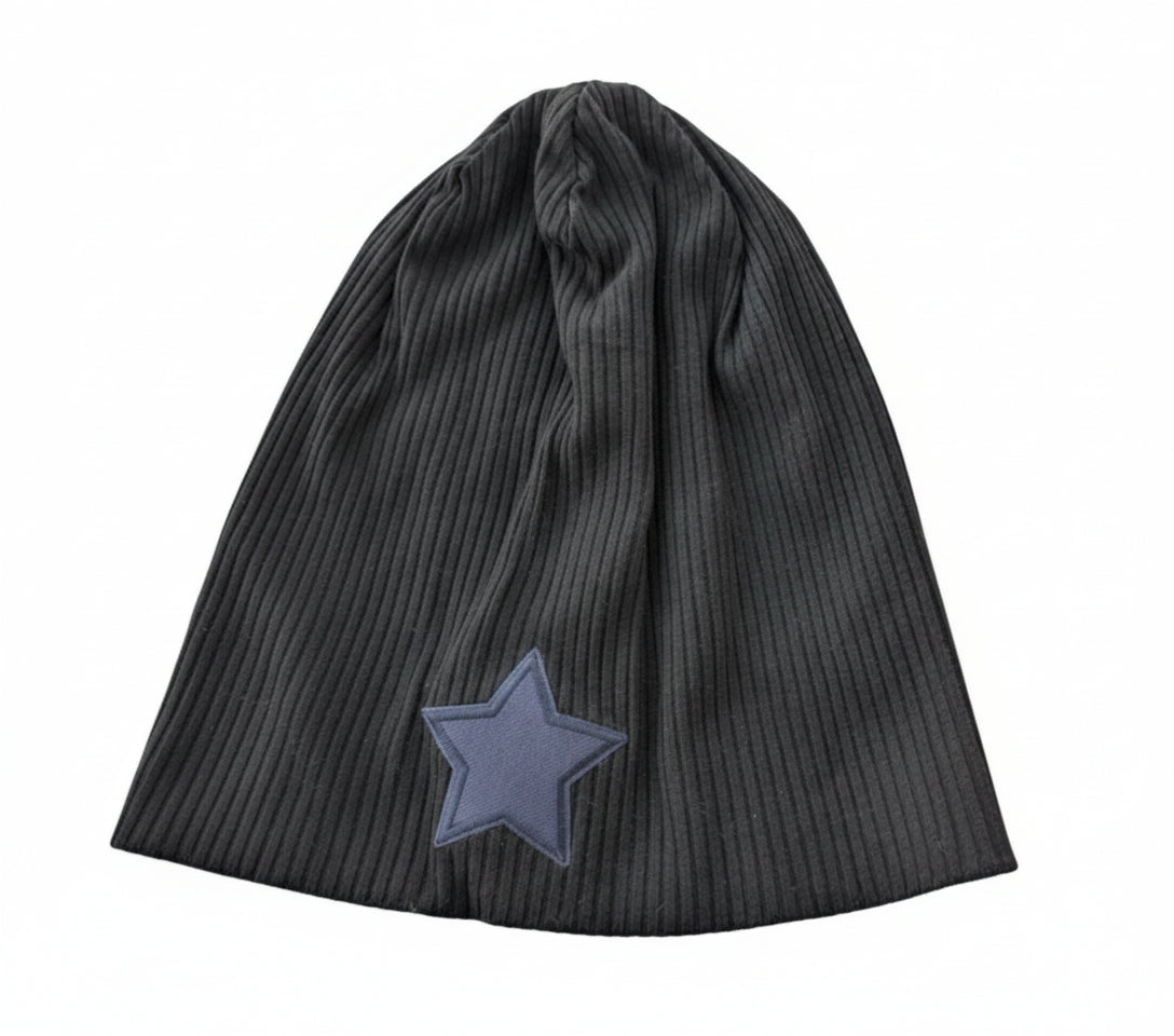 The Patch Ribbed Cotton Beanie- No lining