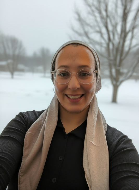 Winter Ombre Shimmer Pre Tied Tichel- Dusky Grey