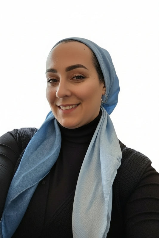 Winter Shimmer Pre Tied Tichel- Blue