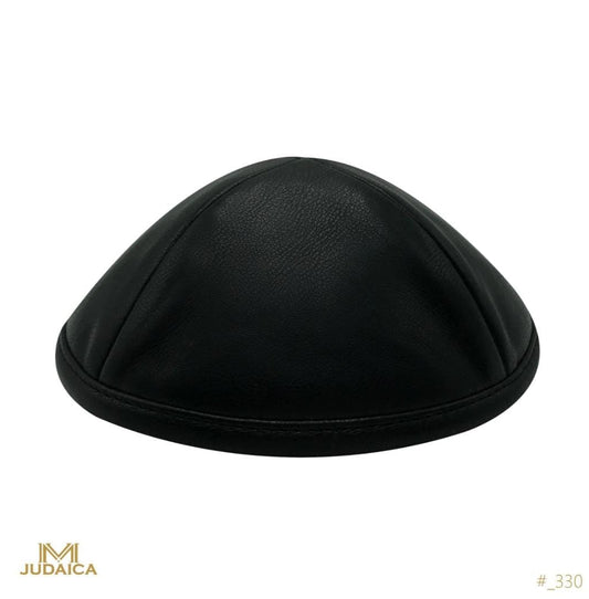 Black Shiny Leather Kippa- 330