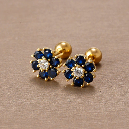 Crystal Flower Girls Screwback Earrings