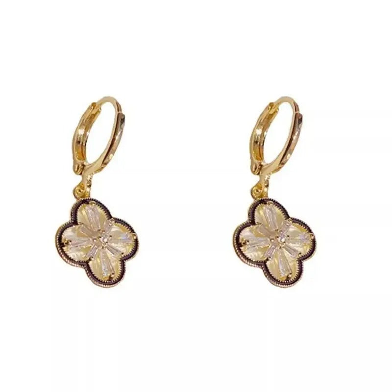 Crystal Clover Drop Earrings