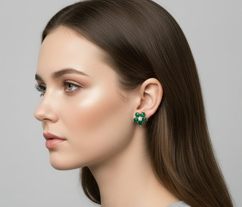 Emerald Bloom Stud Earrings