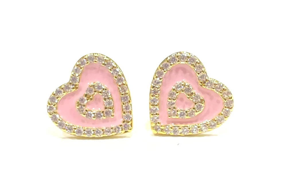 My Little Jewel Enamel Double Heart CZ Border