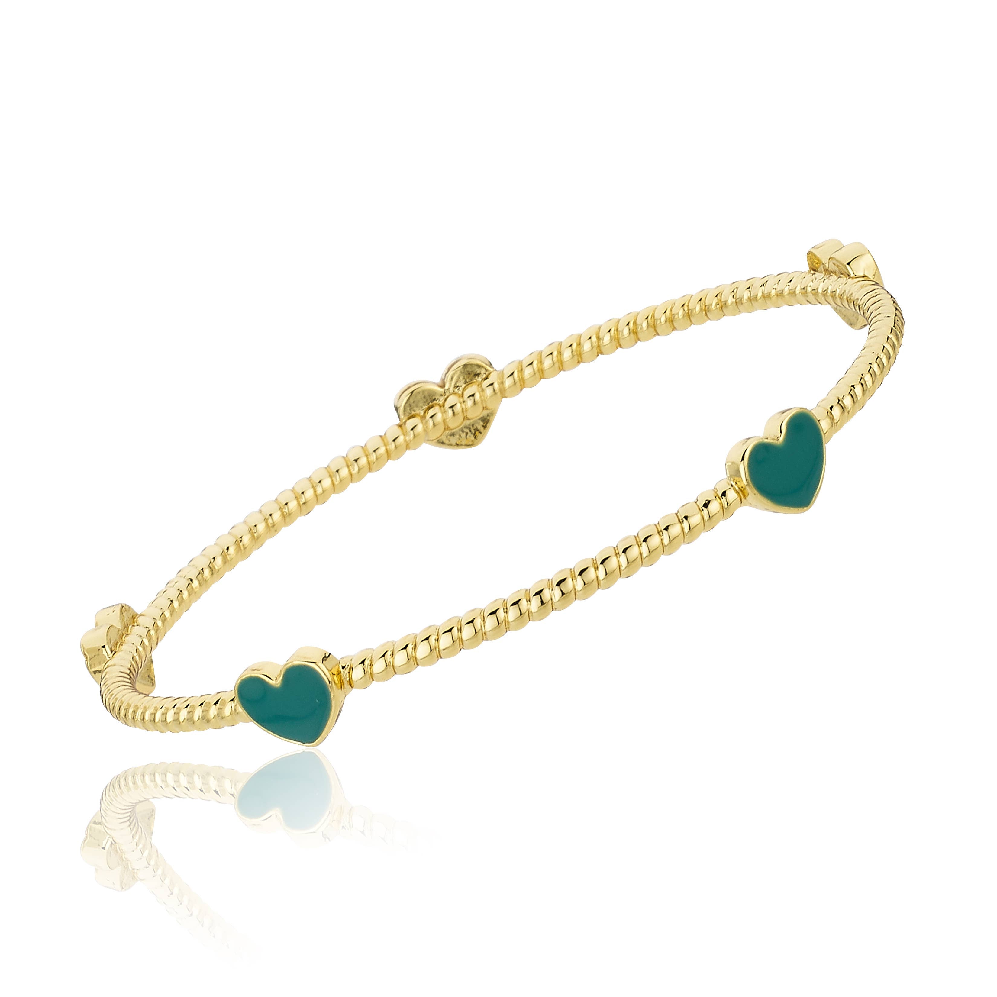 LMTS Rope Enamel Heart Bangle