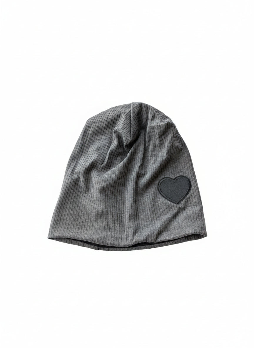 Heart Ladies Ribbed Beanie - With Lining