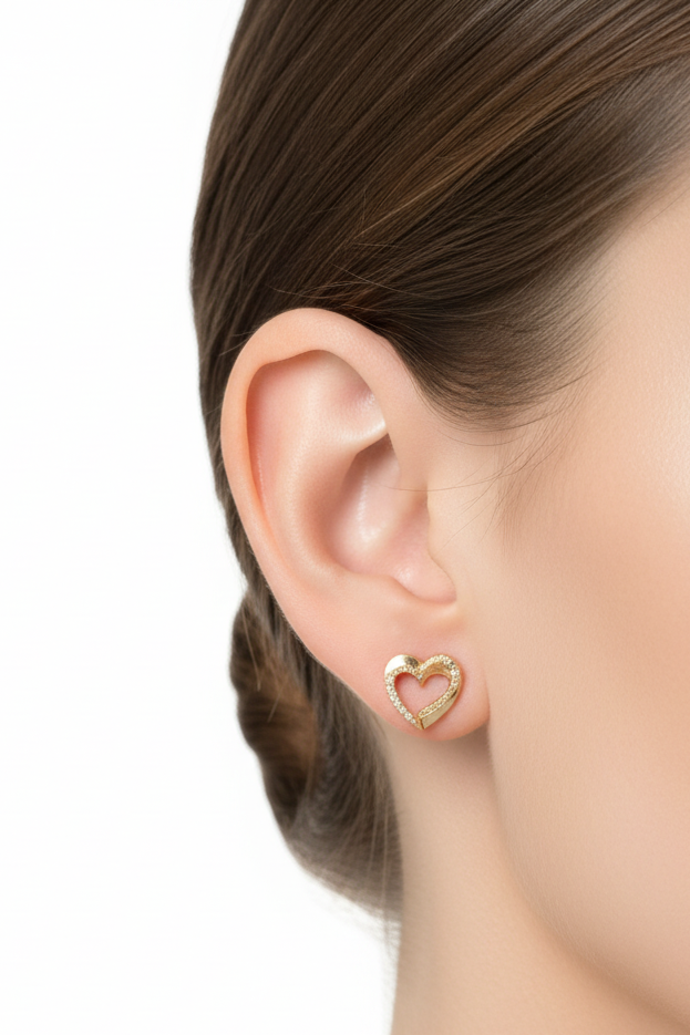 Heart Encrusted Stud Earrings