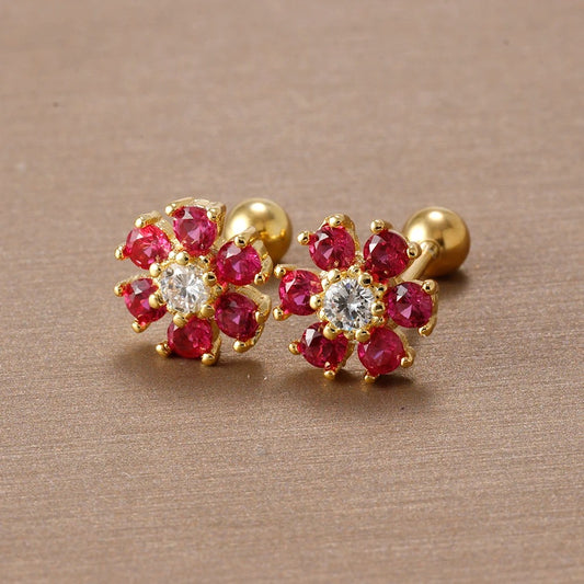 Crystal Flower Girls Screwback Earrings