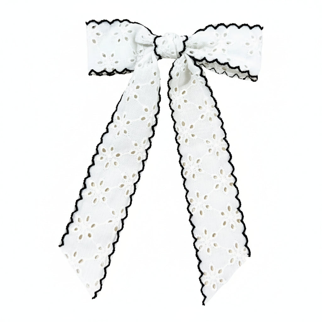 Girls Floral Lace Hairbows With Trim