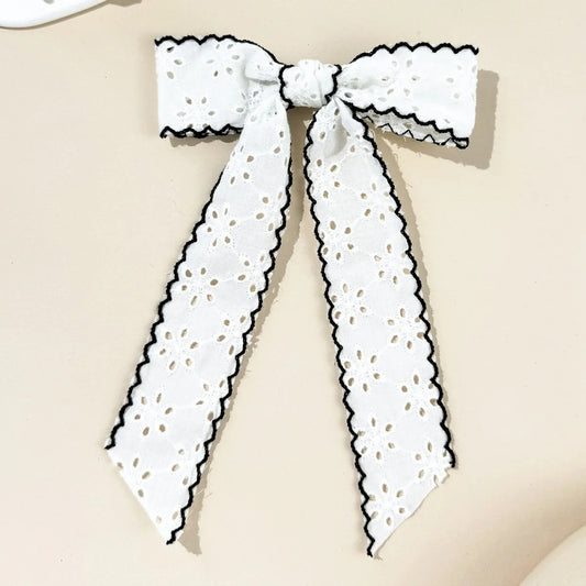 Girls Floral Lace Hairbows With Trim