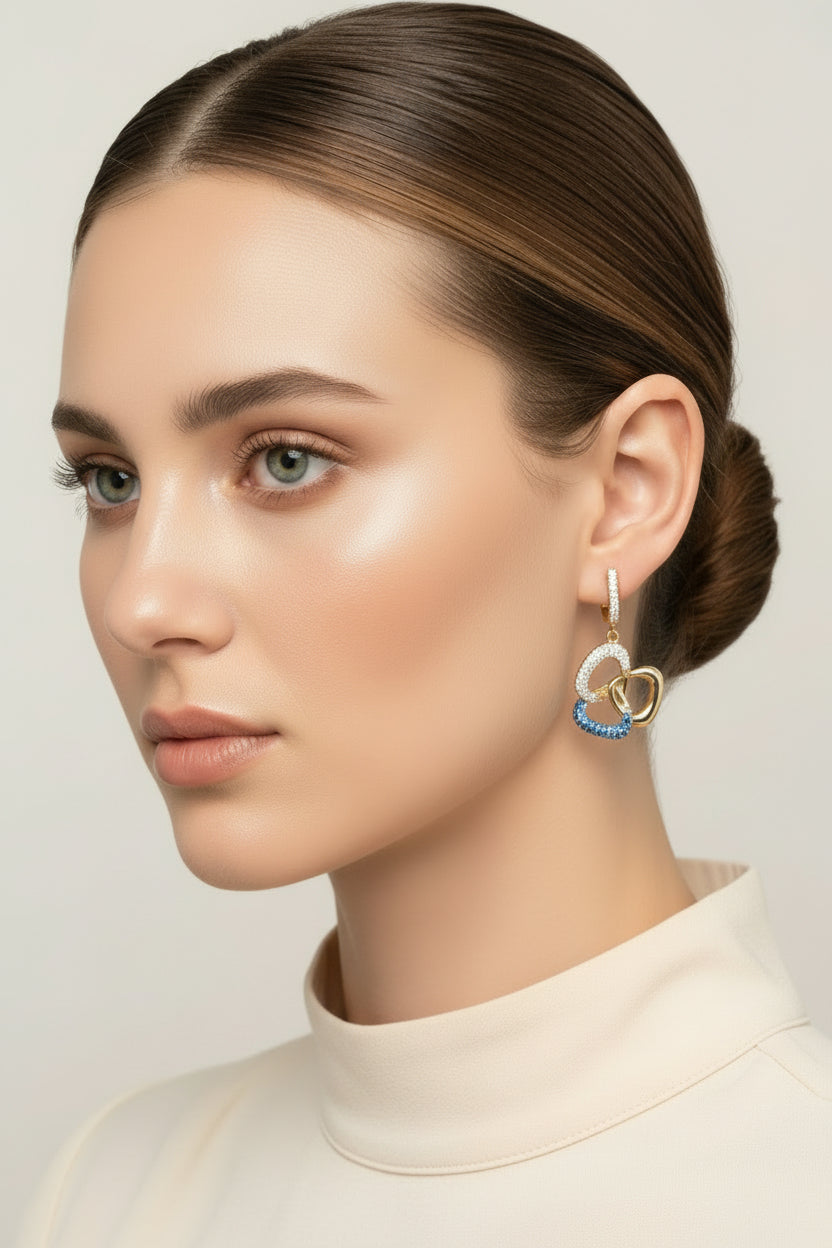 Ladies Pave Infinity Three Prong Earrings