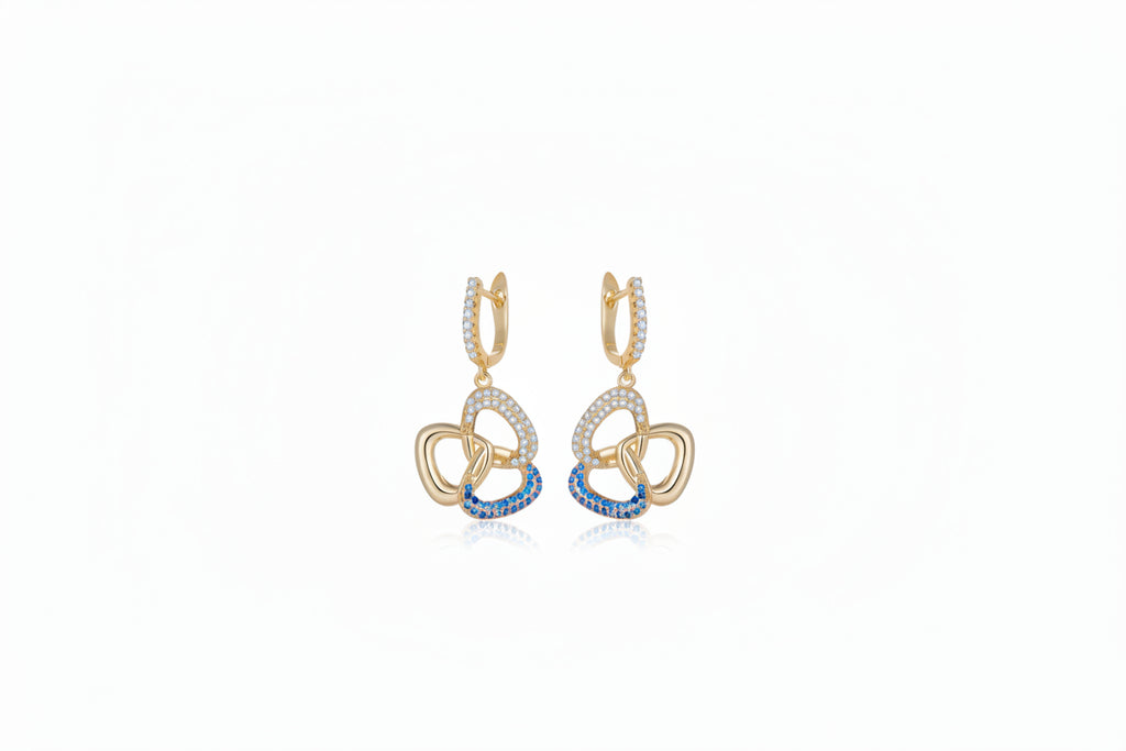 Ladies Pave Infinity Three Prong Earrings
