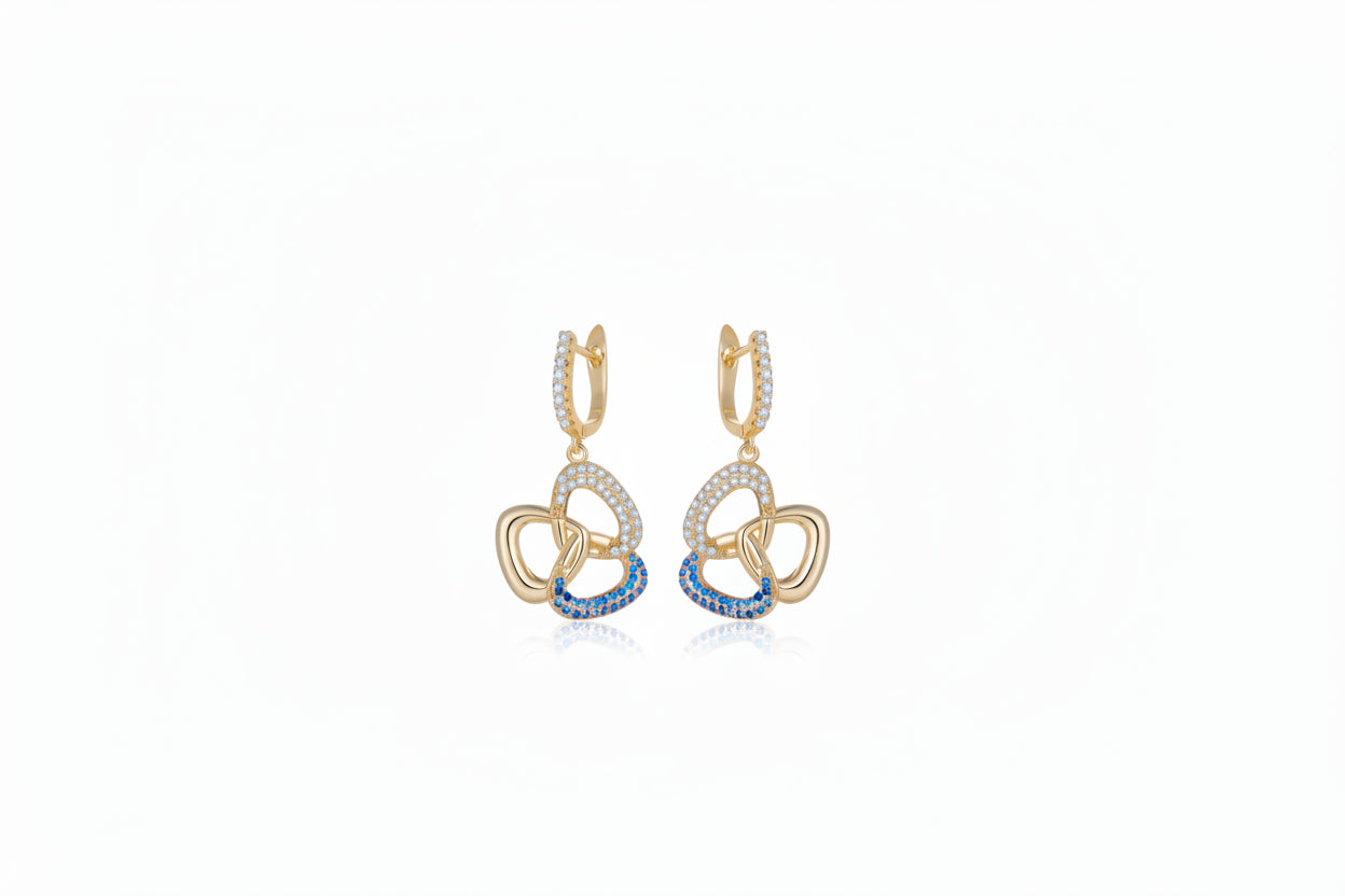 Ladies Pave Infinity Three Prong Earrings