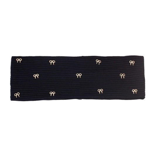 Ribbed Rhinestone Bow Headband