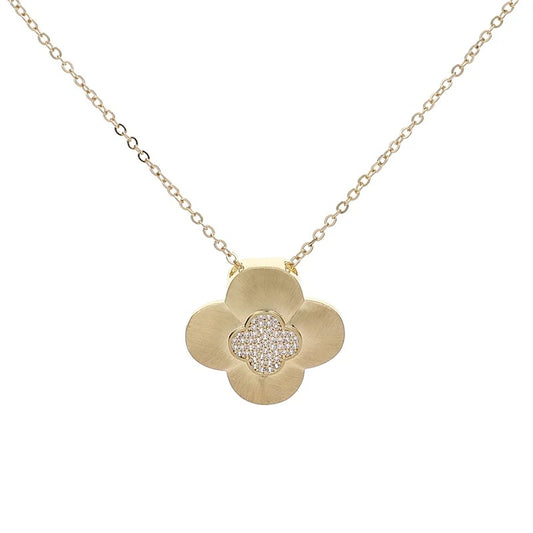 Flower Pendant Crystal Necklace