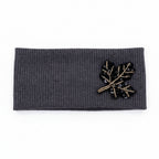 Ladies Beaded Leaf Soft Ribbed Headband