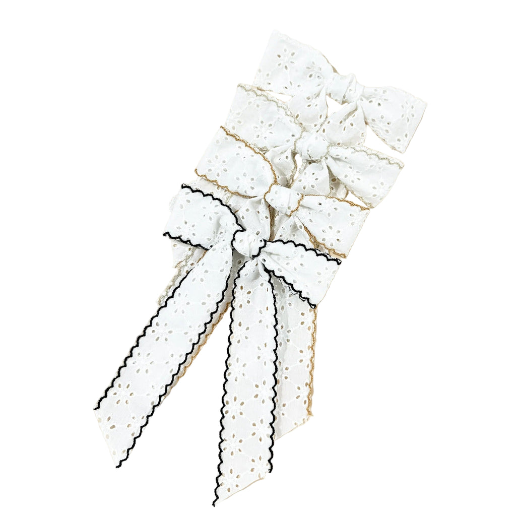 Girls Floral Lace Hairbows With Trim