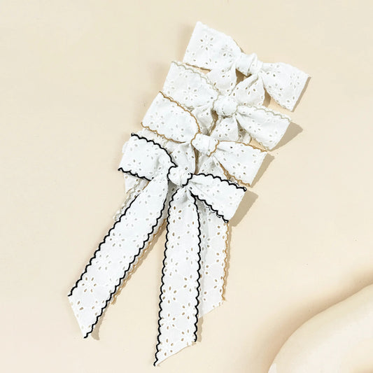 Girls Floral Lace Hairbows With Trim