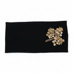 Ladies Beaded Leaf Soft Ribbed Headband