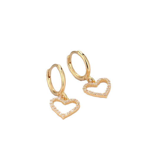 Girls Sterling Silver Dainty Heart Drop Earrings